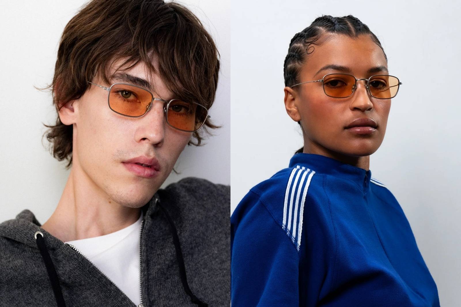 Akila Grace - Matte Silver | Apricot Sunglasses on Model