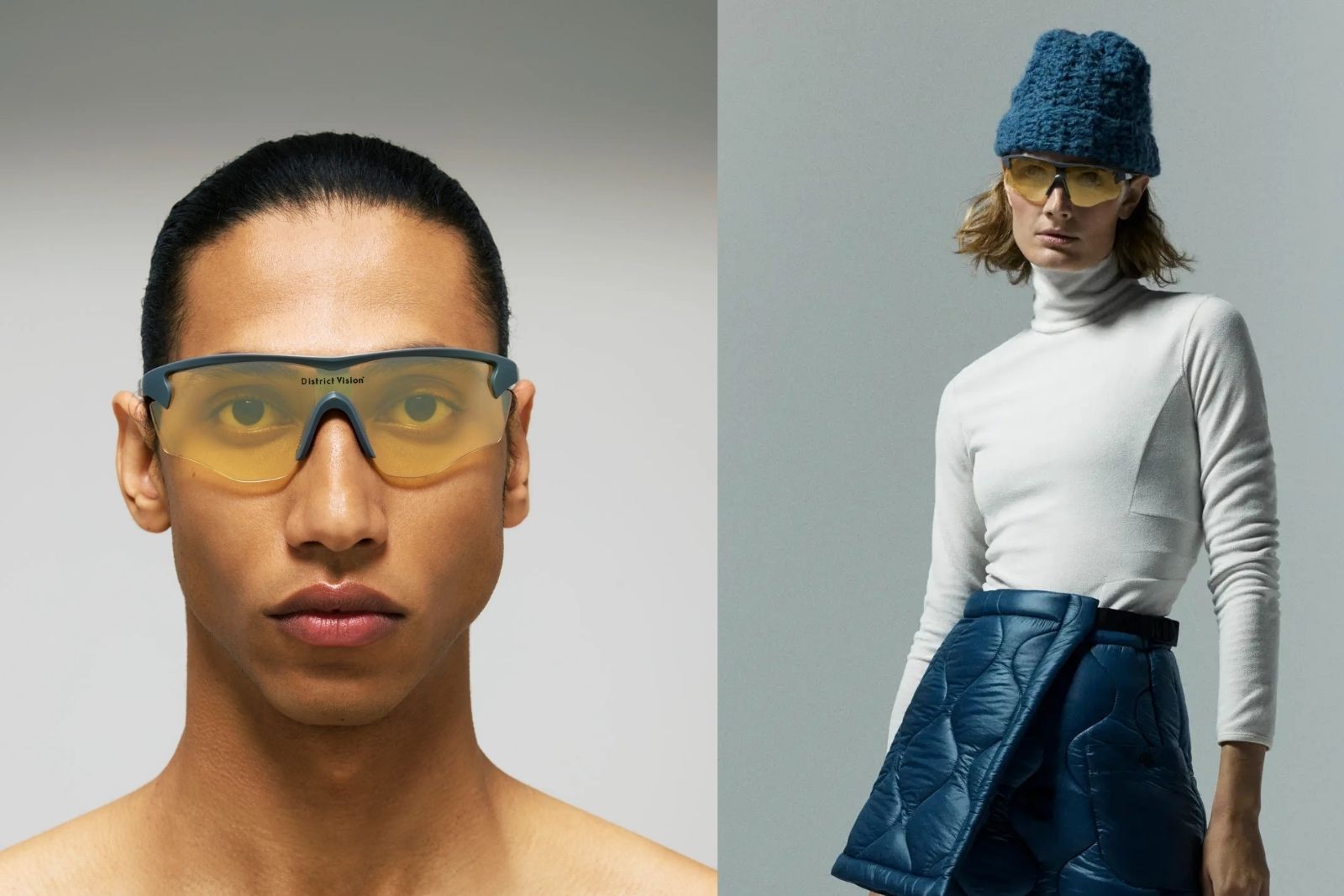 District Vision Junya Racer - Carbon - Yellow Sunglasses on Model