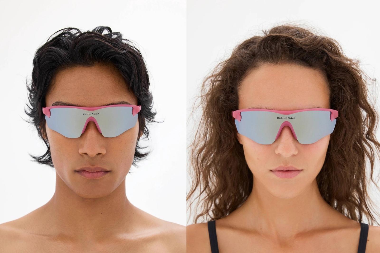 District Vision Junya Racer - Powder Rose/D+ G15 Silver Flash Mirror Sunglasses
