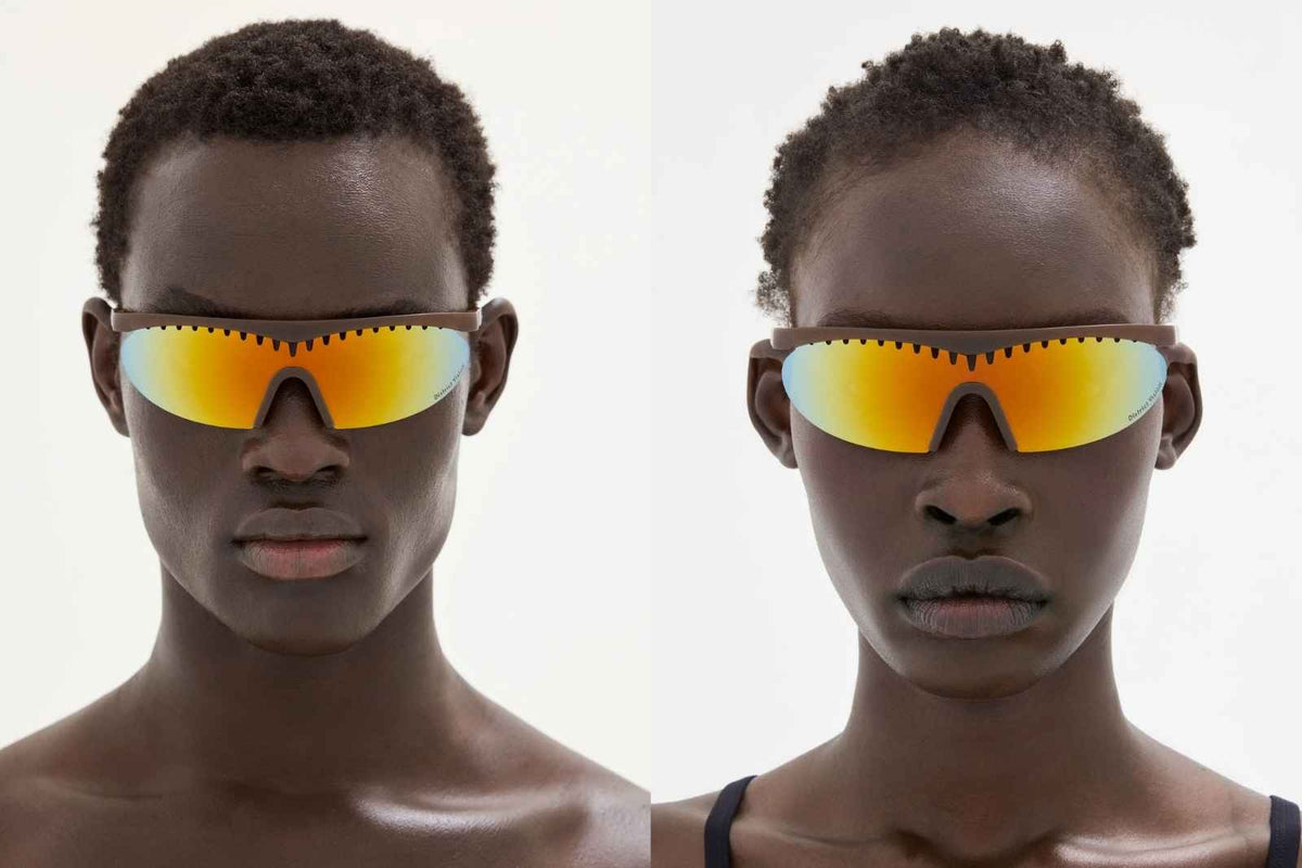 District Vision Koharu Eclipse - Hazel/D+ Fire Mirror Sunglasses on Model