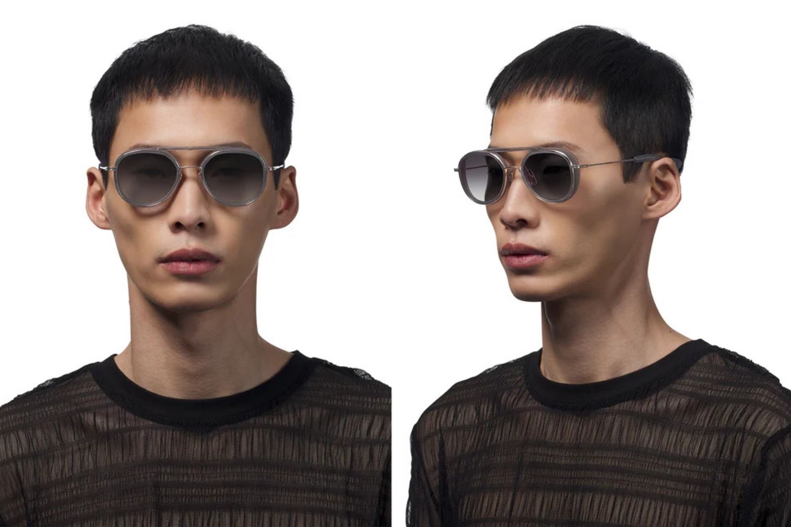 Dita Spacecraft - Matte Crystal Grey - White Gold Sunglasses on Model
