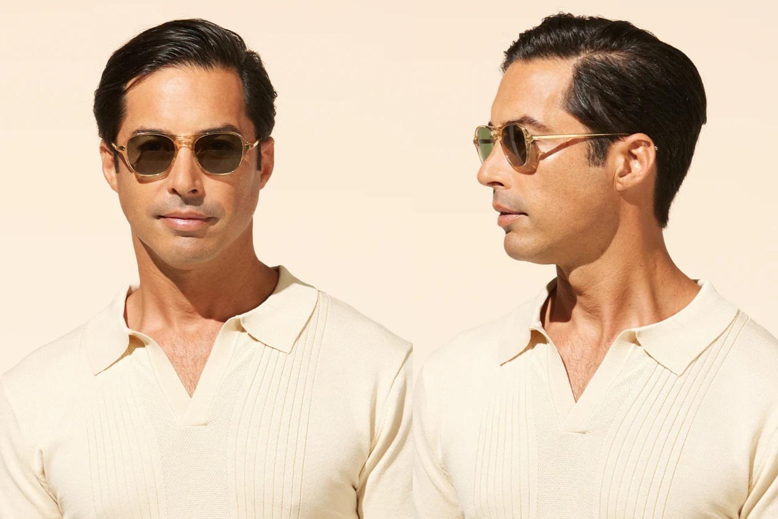 Garrett Leight Doc 51 - Champagne Sunglasses on Model