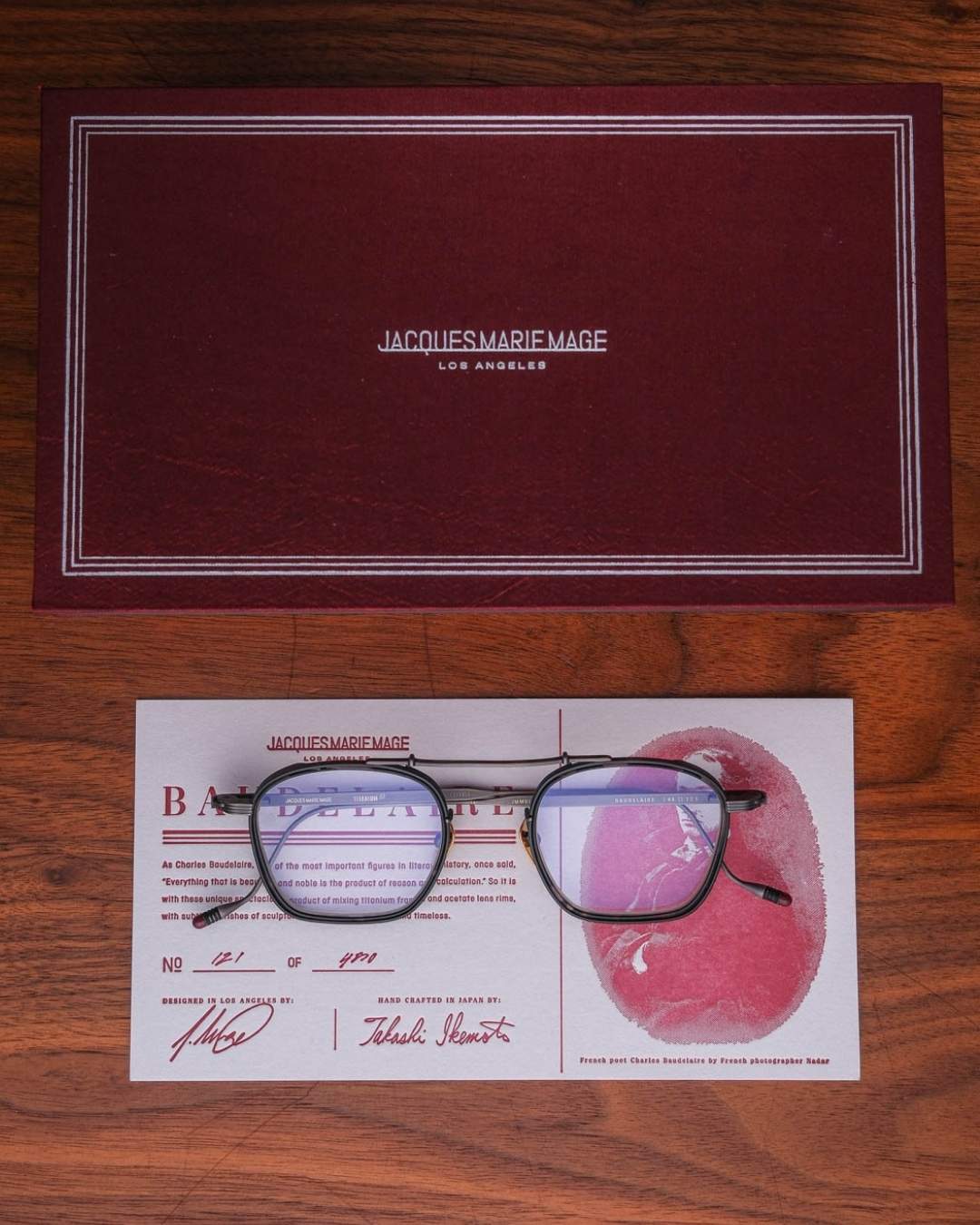 Jacques Marie Mage Baudelaire Eyeglasses in Flint Packaging