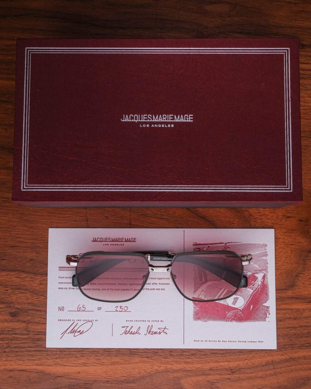 Jacques Marie Mage Sexton Sunglasses in Silverfox Packaging