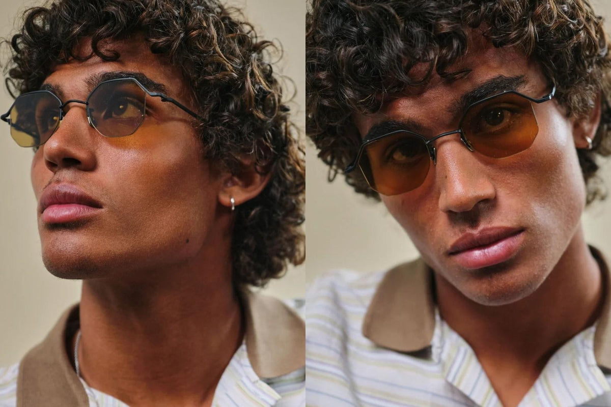 Johann Wolff Kaliber Light - Matte Black Burnt Yellow Sunglasses Model