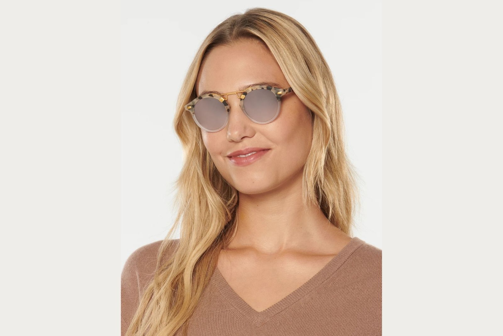 Krewe St. Louis - Matte Oyster to Crystal Mirror Polarized 24K Sunglasses Model