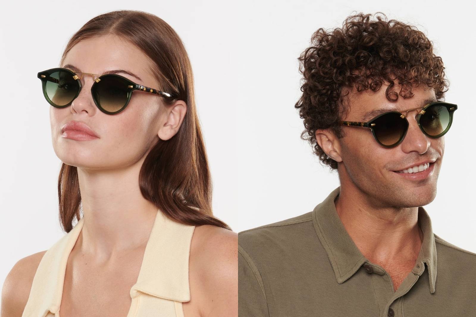 Krewe STLNylon - Bottle Green Zulu 18k Sunglasses on Model