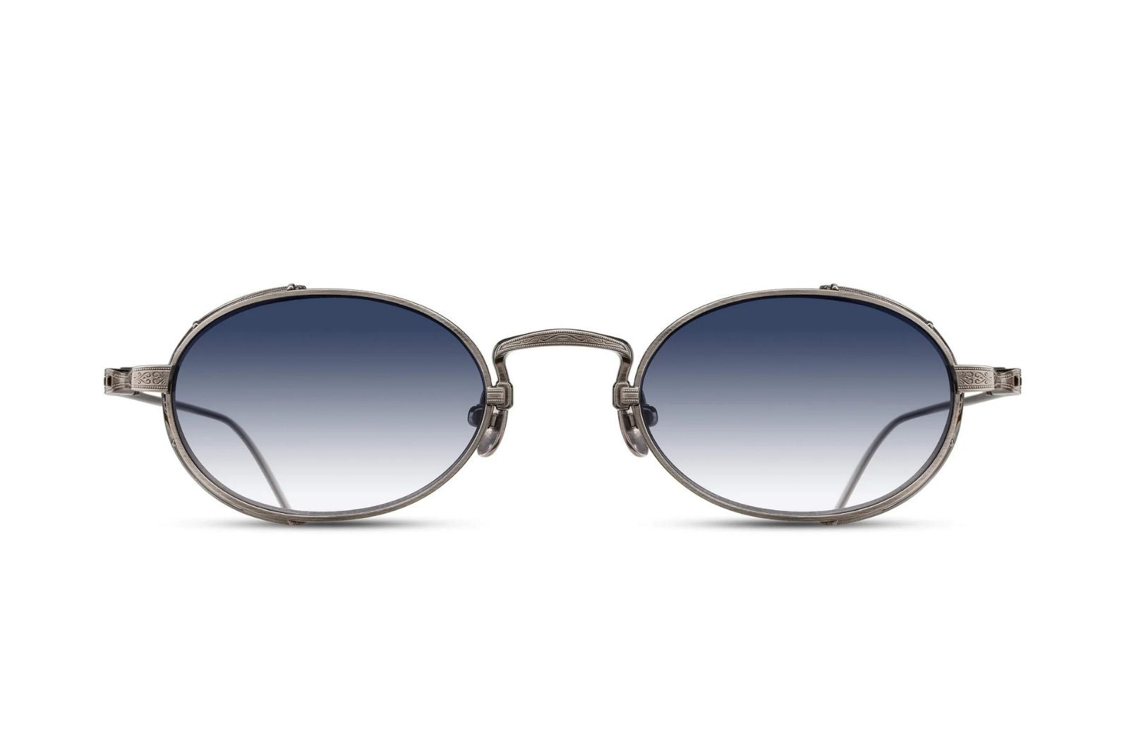 Shop Matsuda | M3169 Sunglasses in Antique Silver - Blue Grey