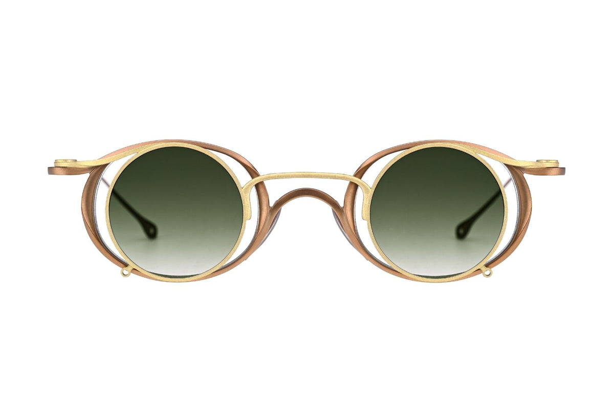 Gold clip on Sunglasses l.a. Eyeworks gold Sun clip on sunglass metal oval black  main image 3