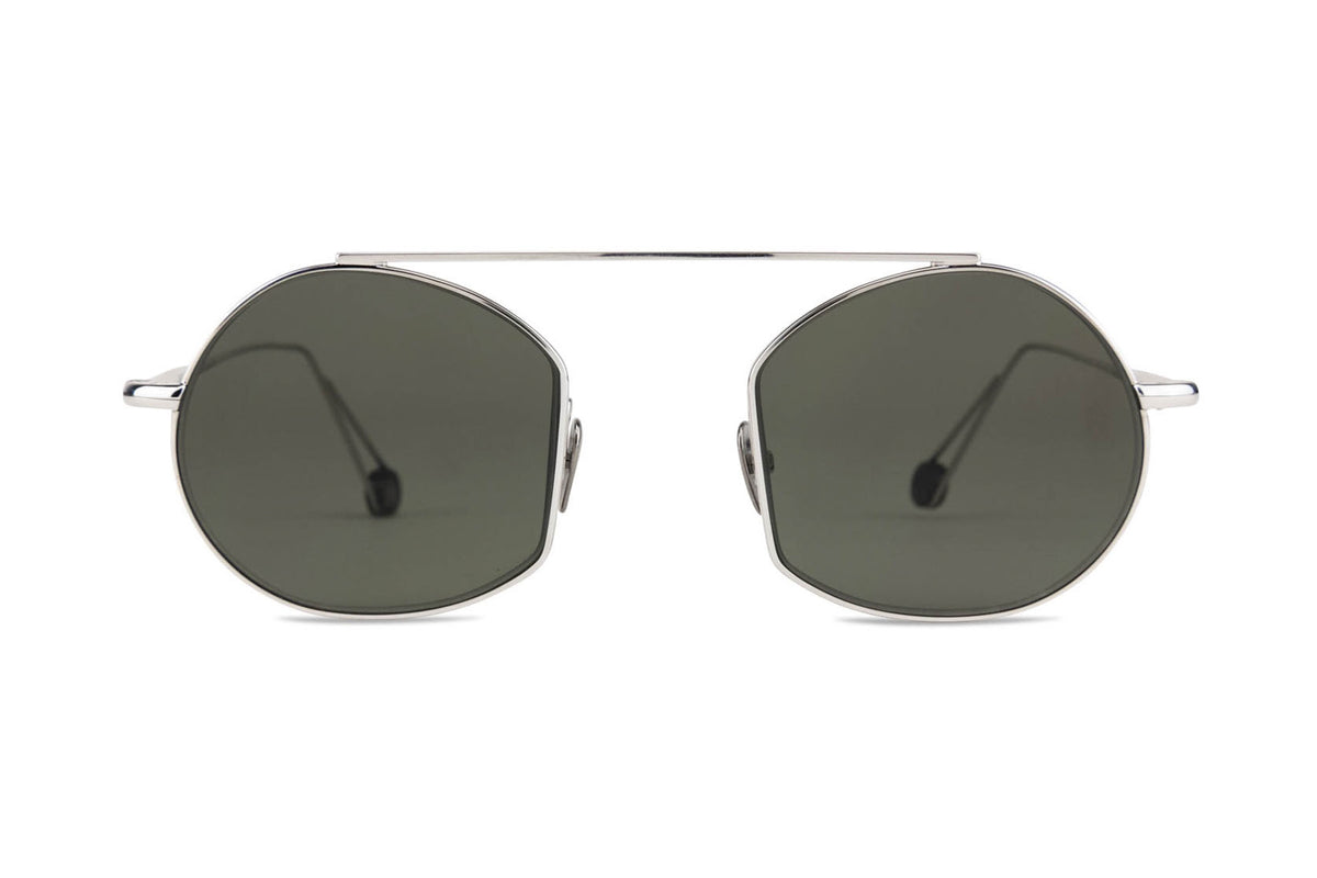 AHLEM Made In France Place Rodin Rose Gold Rimless Blue Tint Sunglasses W/ Case Ahlem | New York in Peony Gold Sunglasses- twelvesixtynine main image 3