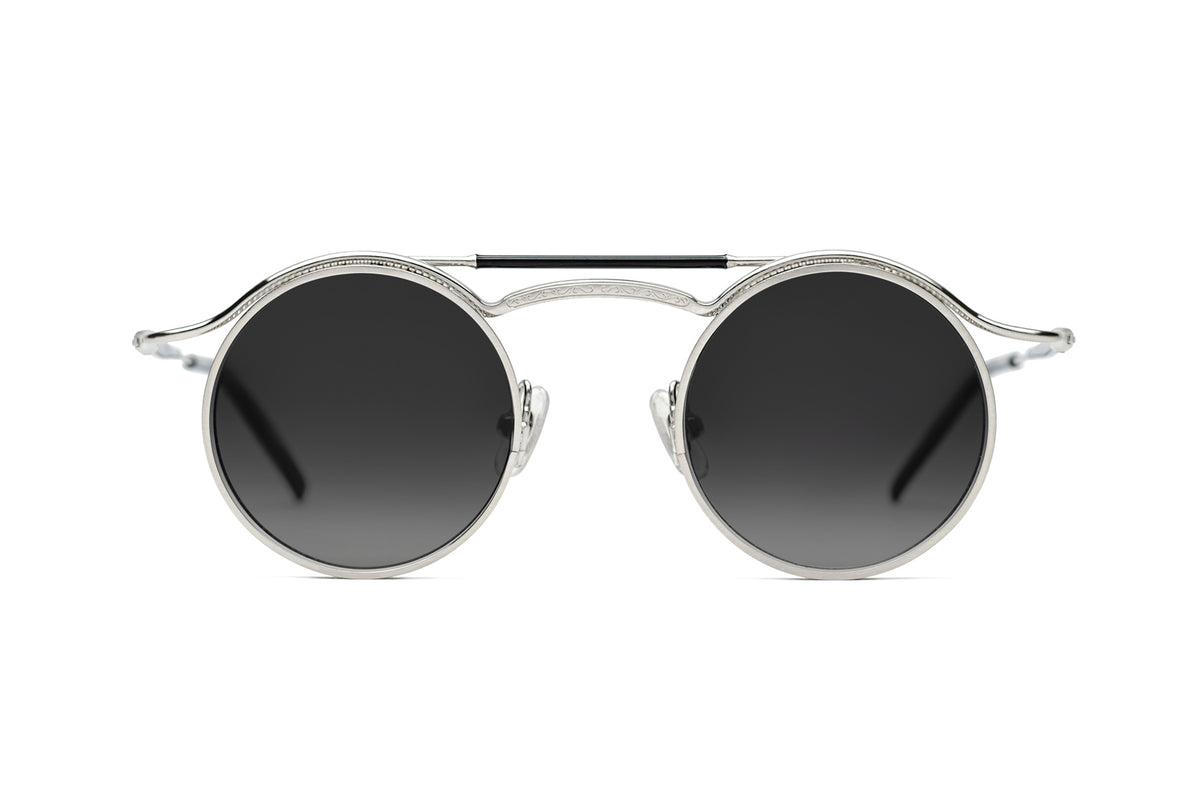Matsuda Round Titanium Frame Sunglasses With Elongated Temples - NWT Matsuda 10601H Round Shape Sunglasses - Titanium Matte Black main image 3