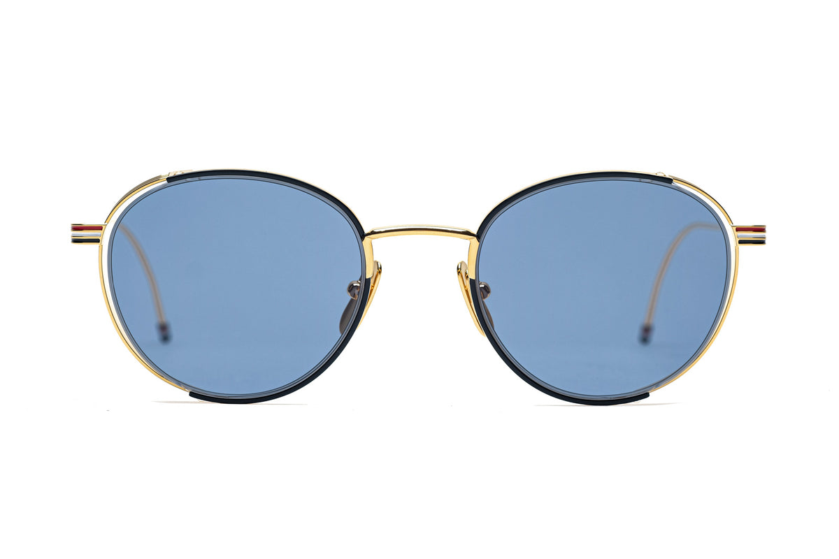 Thom Browne TB-106 in Navy Enamel 18K Gold Sunglasses 