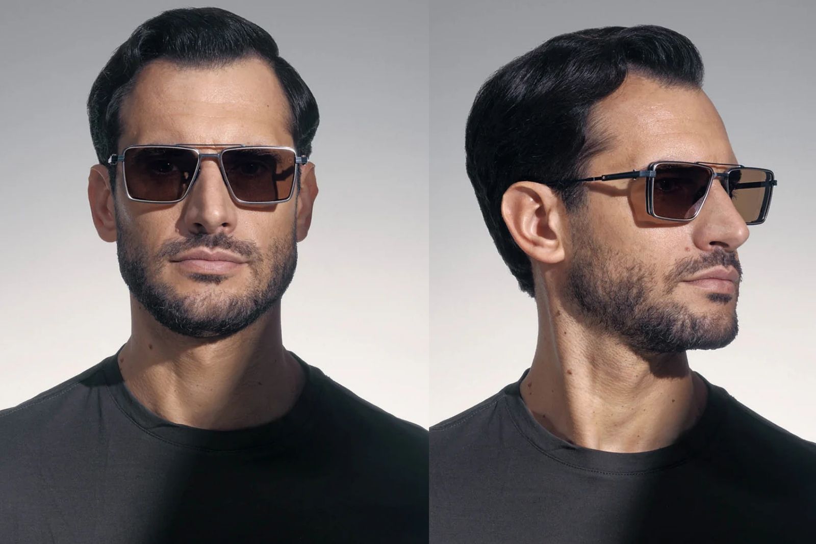 Akoni Sprint - A - Brushed White Gold Sunglasses on Model