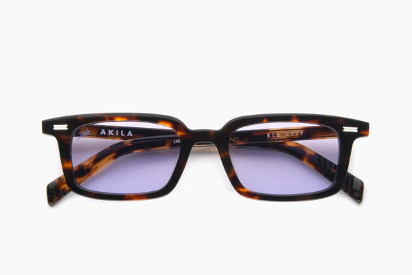 Akila Big City Sunglasses BROWN HAVANA ACETATE / LAVENDER LENS / SILVER HARDWARE AKILA® Eyewear - Big City Raw Sunglasses | Specs Collective main image 4
