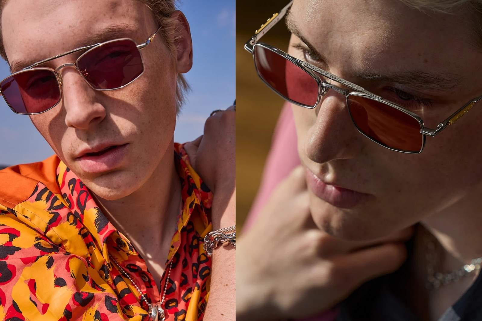 Cutler and Gross The Great Frog Bowie - Silver Red Sunglasses Model