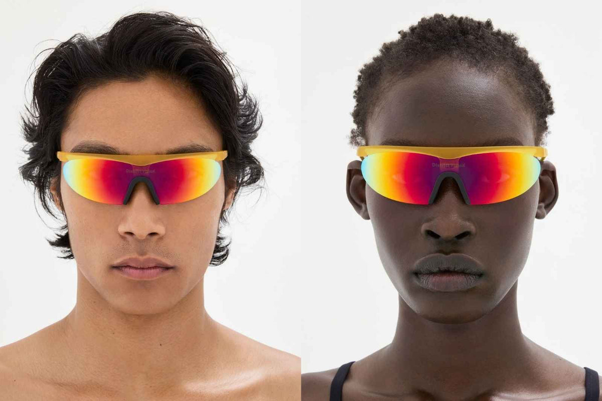 District Vision Koharu Eclipse - Honey/D+ Spectral Mirror Sunglasses on Model