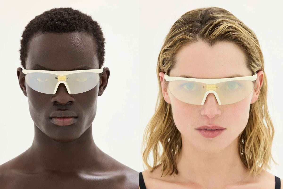 District Vision Koharu Eclipse - Limestone/D+ Sports Yellow Mirror Sunglasess on model