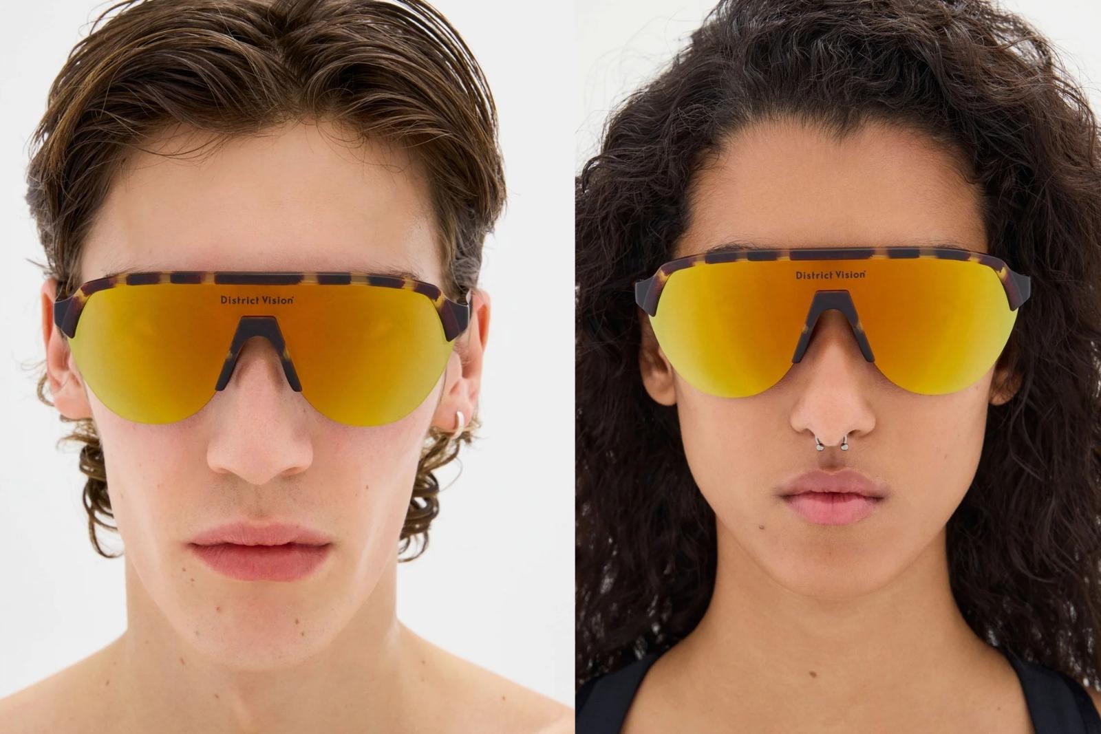 District Vision Nagata Speed Blade - Tortoise/D+ Amber Mirror Sunglasses on Model