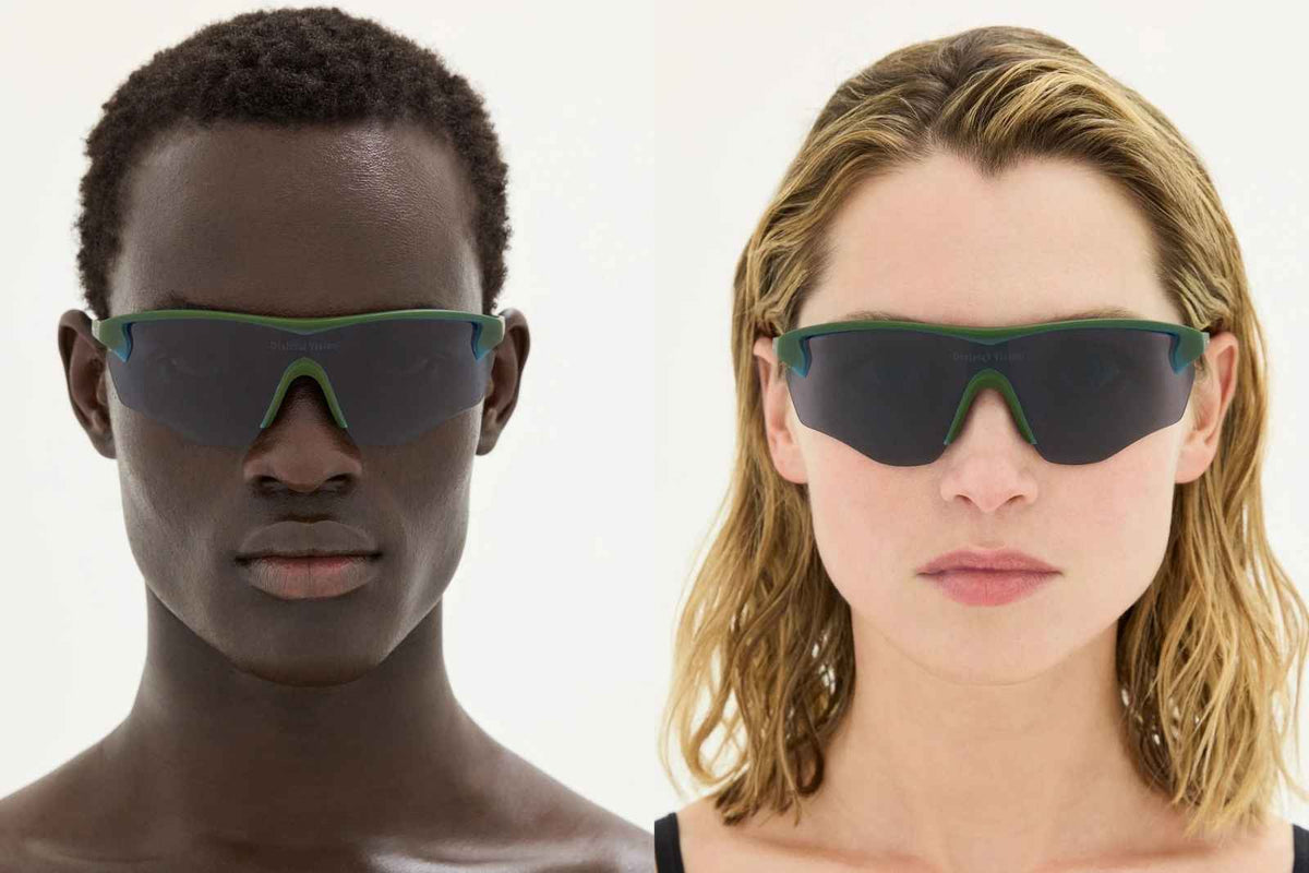 District Vision Junya Racer - Iridescent/ D+ Blue Ice Sunglasses on Model