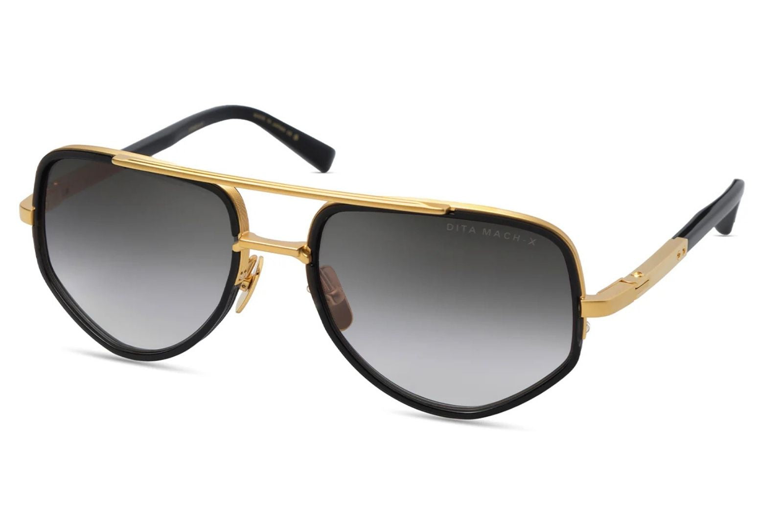 Dita Mach X in Black Glass Matte Yellow Gold Sunglasses