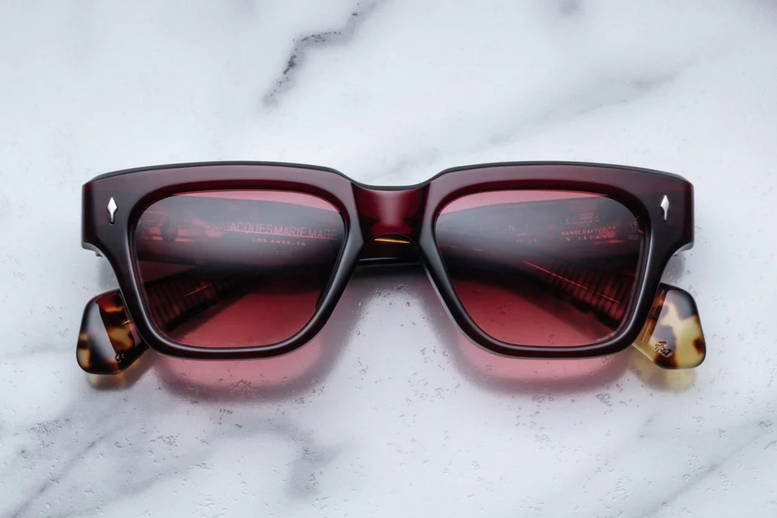 Jacques Marie Mage Fellini Sunglasses in Burgundy