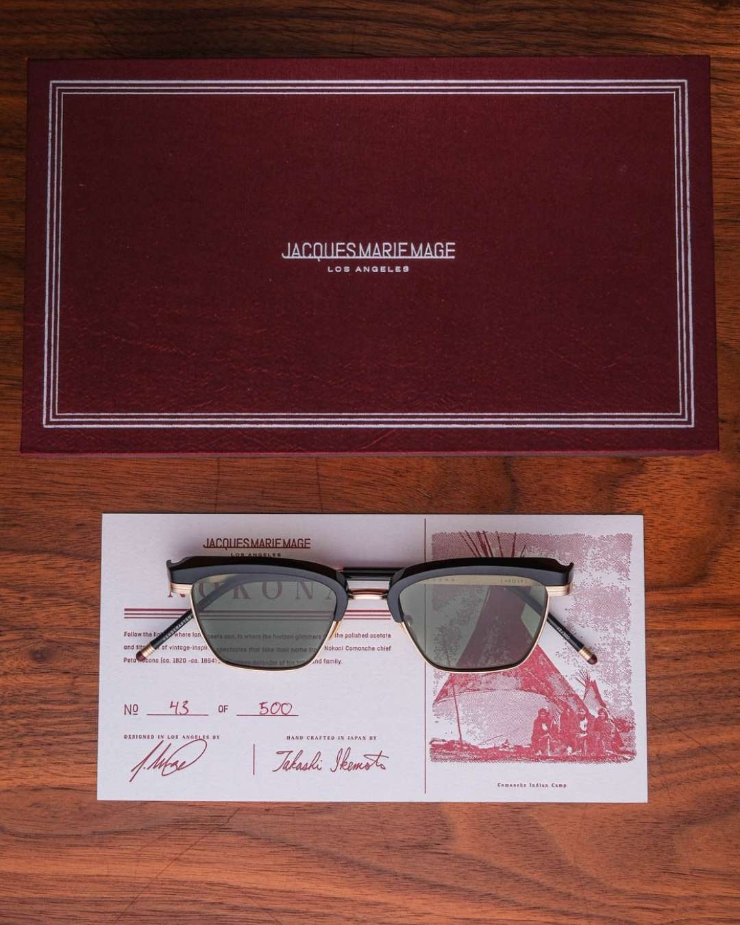 Jacques Marie Mage Nokona Sunglasses in Black Gold Packaging The Vault