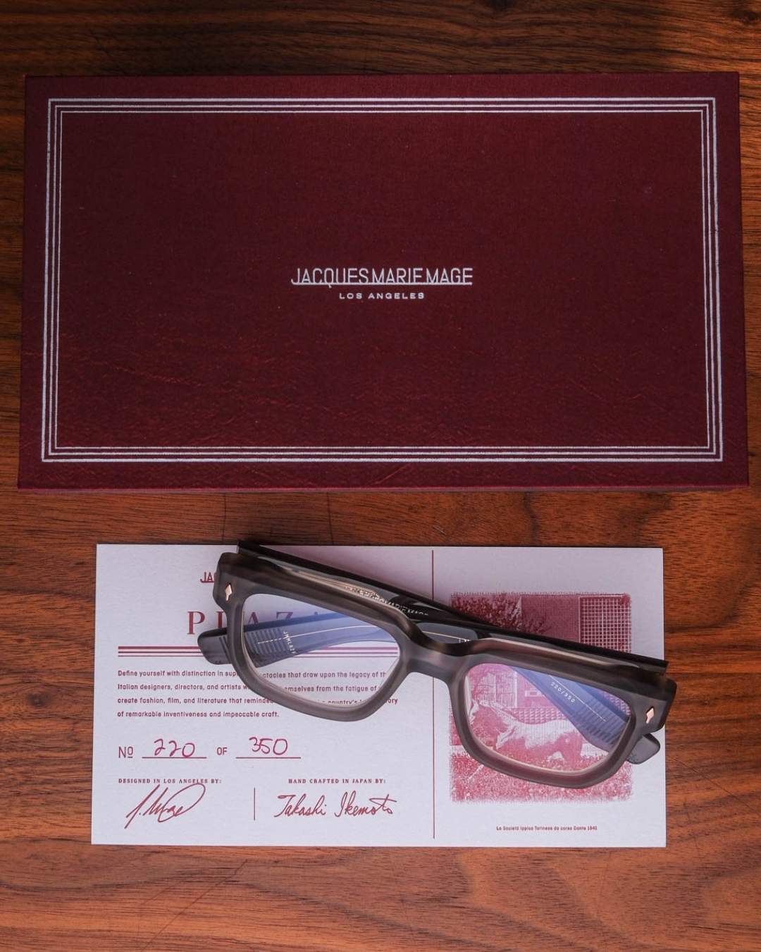 Jacques Marie Mage Plaza Eyeglasses in Charcoal Packaging The Vault