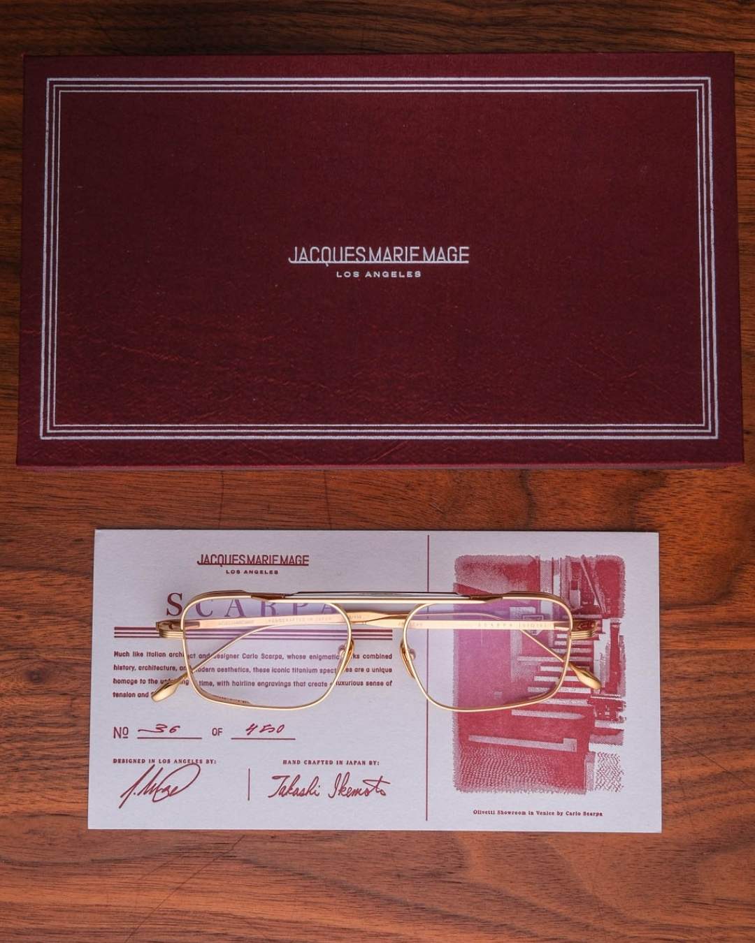 Jacques Marie Mage Scarpa Eyeglasses in Gold Packaging The Vault
