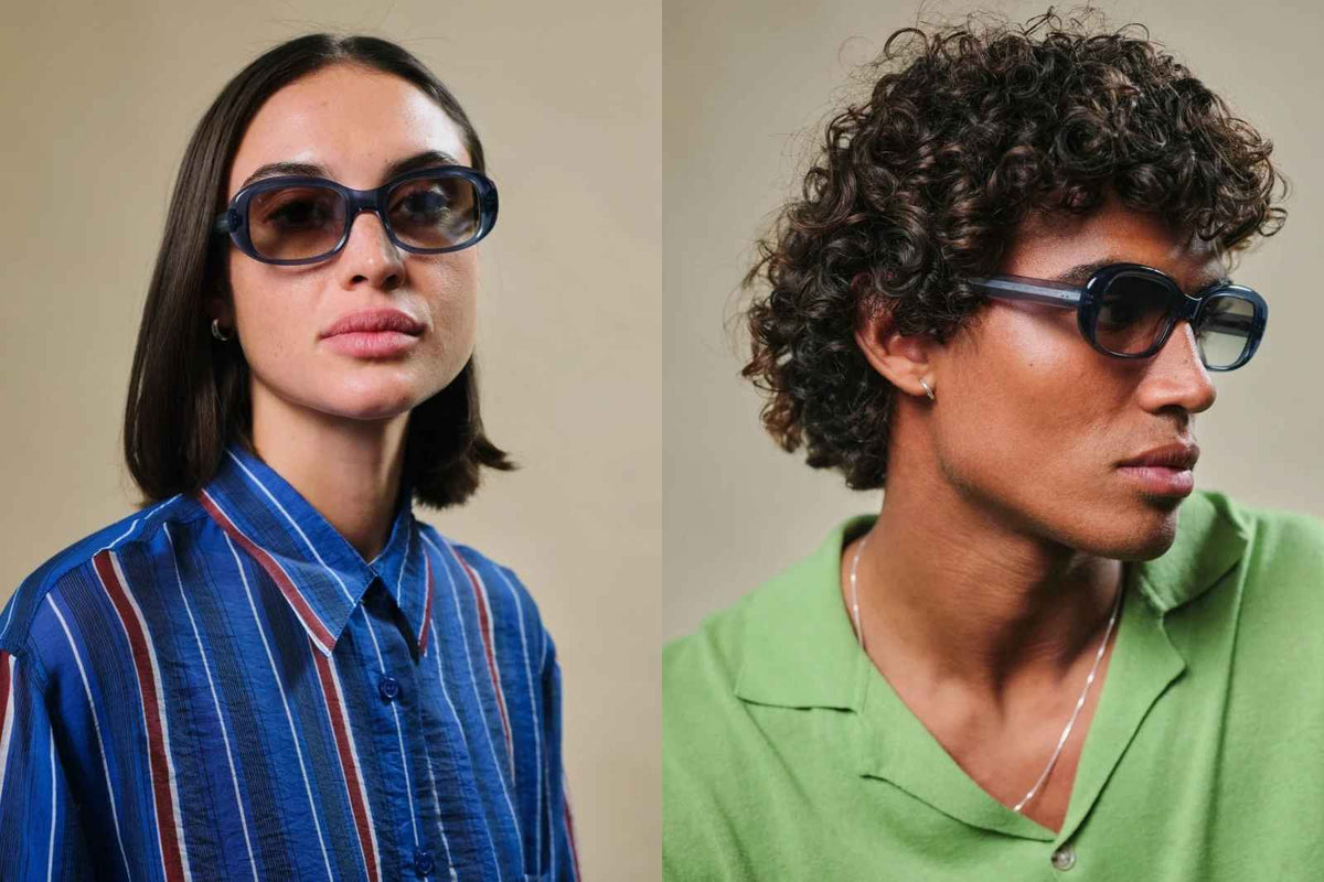 Johann Wolff Bertha Light - Blue Flash Sunglasses on Model