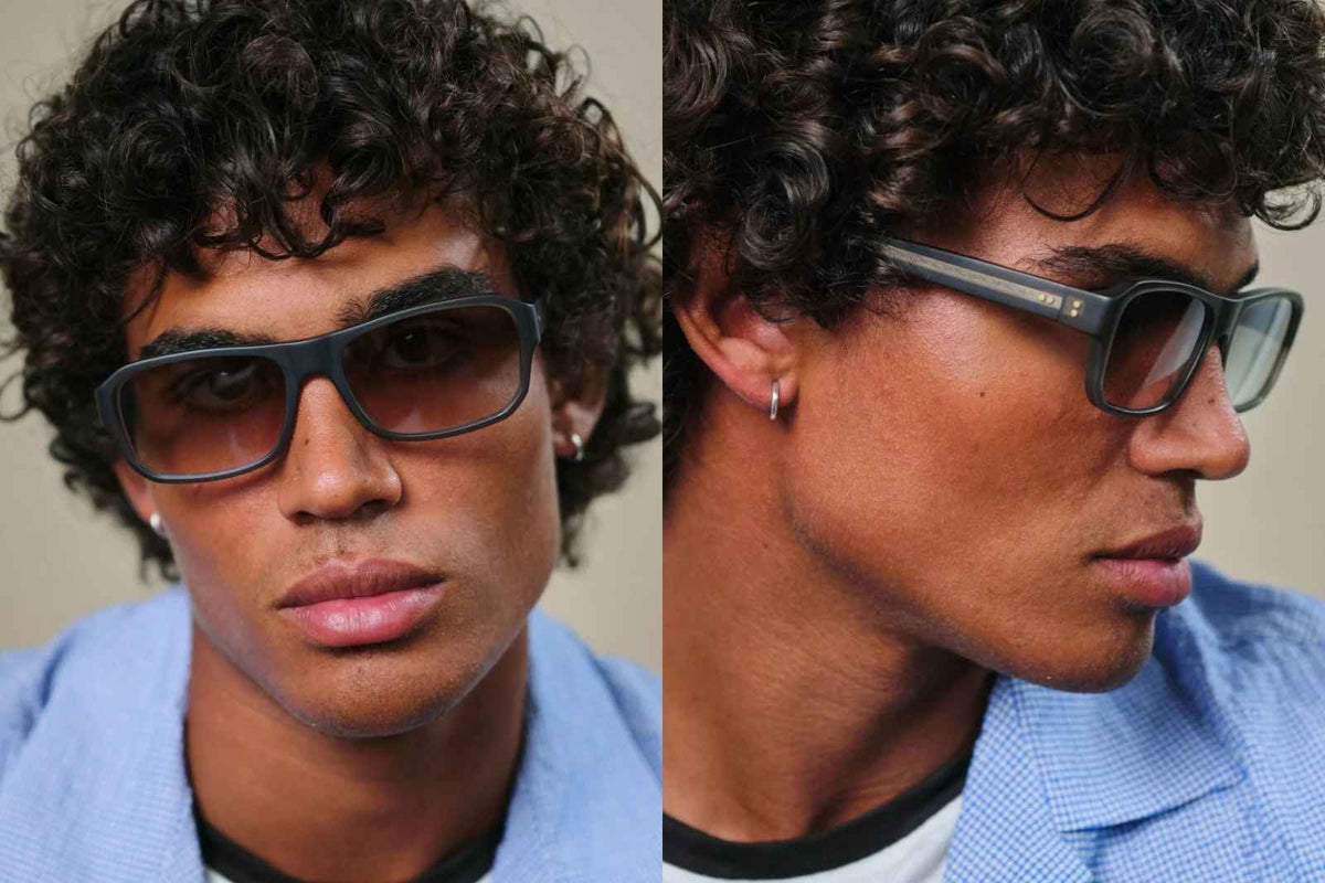 Johann Wolff Karl Light - Matte Smoke Flash Sunglasses on Model
