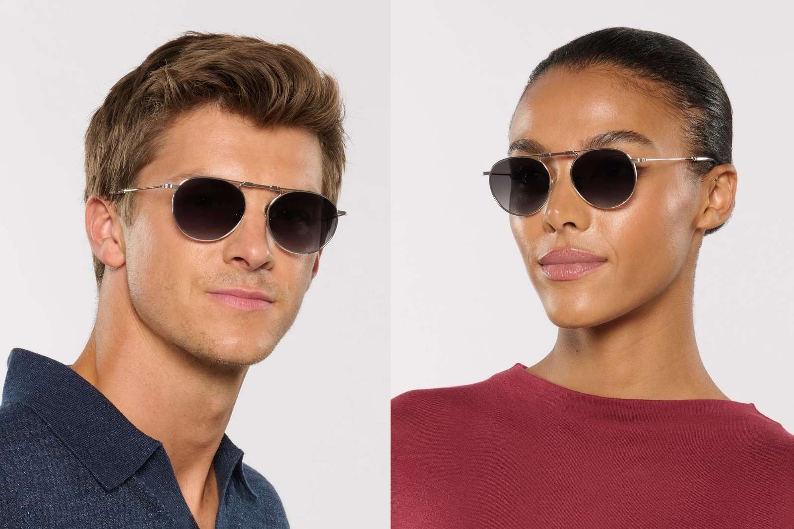 Krewe Rampart Fold - Silver + Nightfall Sunglasses on Model