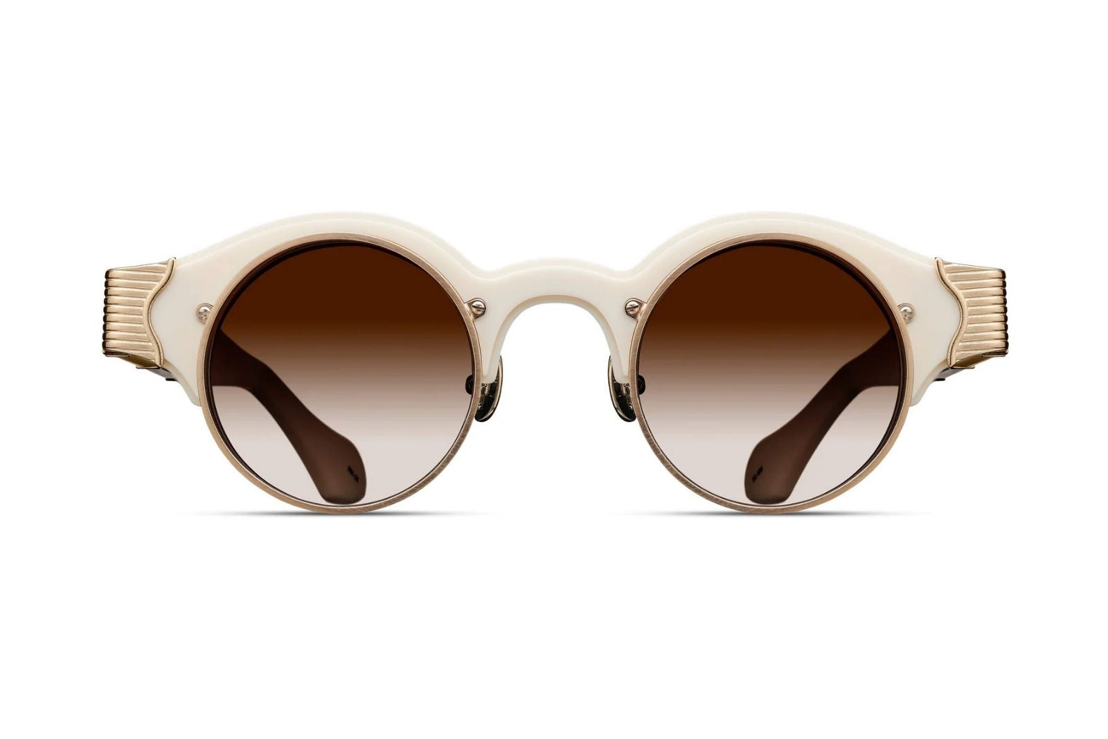 Matsuda 10605H in Brushed Gold - Milk White Sunglasses