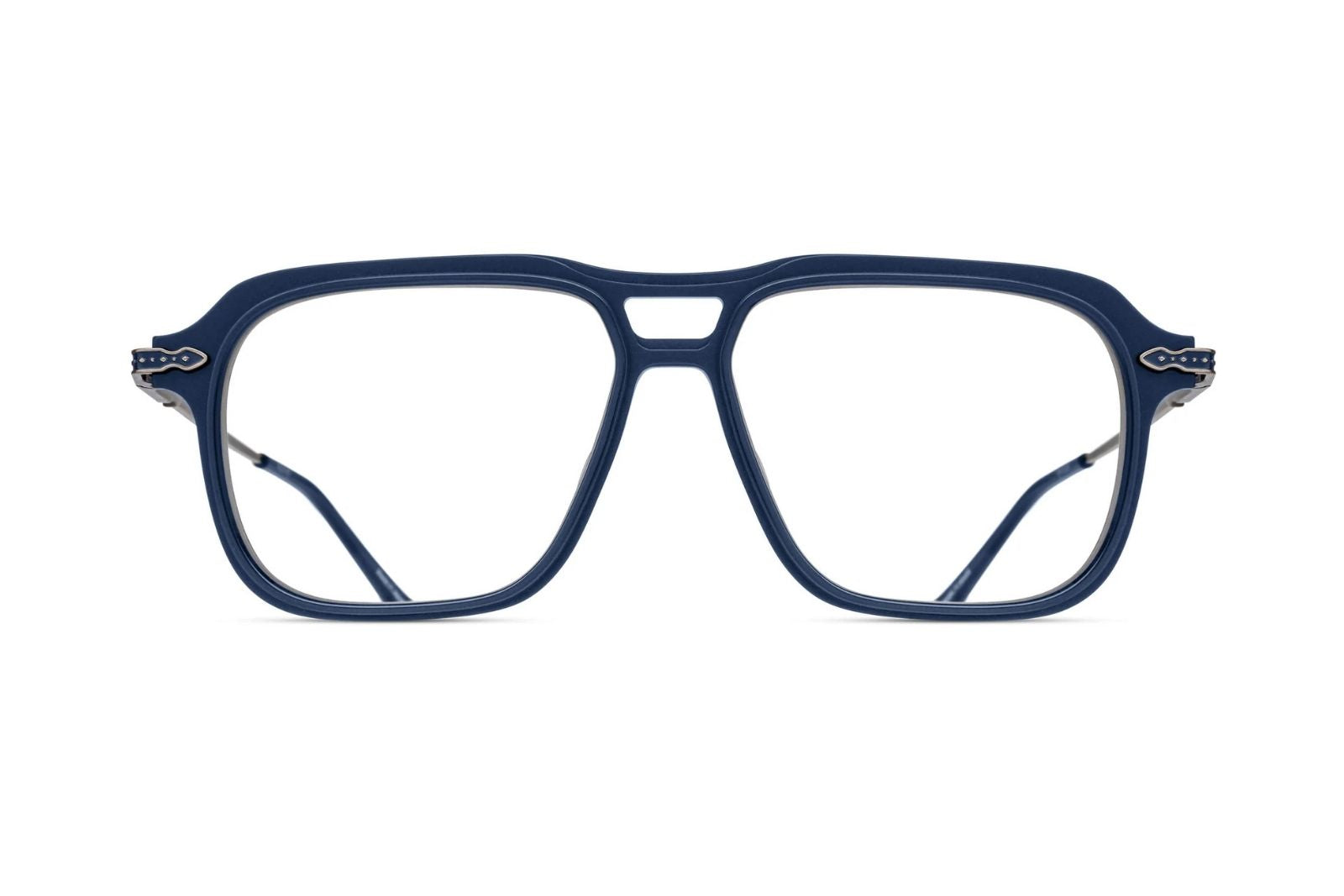 Matsuda M2062 Eyeglasses - Matte Navy - Antique Silver Clear Lens