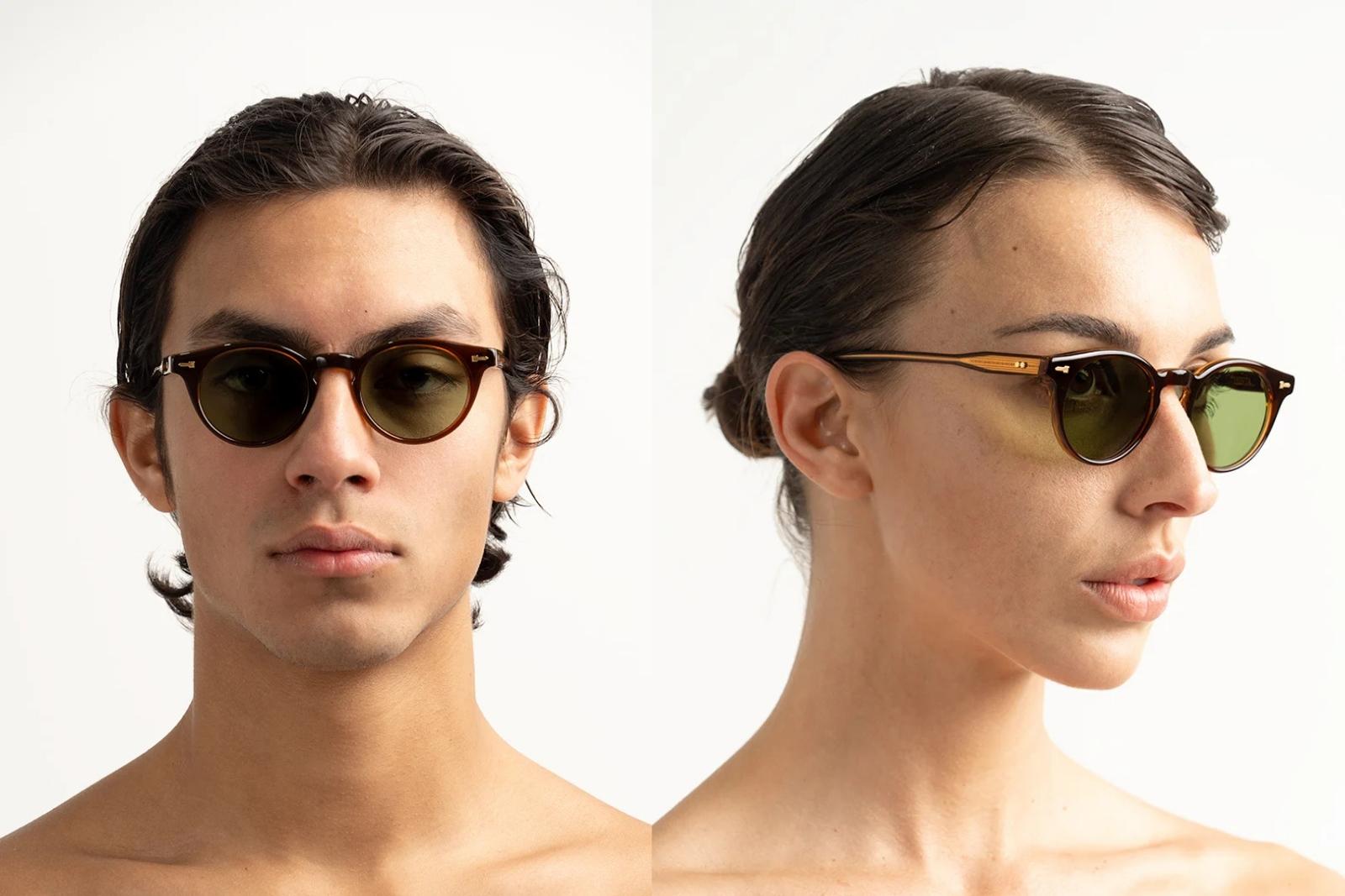 Tejesta Crazy Horse Sunglasses in Tan Model